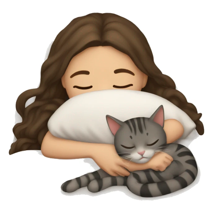 brunette girl sleeping with tabby cat  sticker