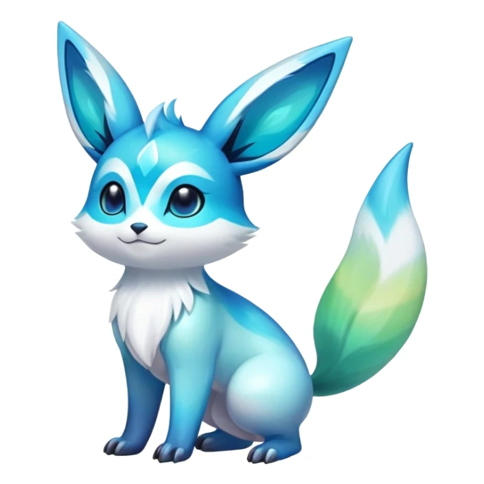 Colorful Iridescent Exotic Emolga-Aurorus-Glaceon-Fakémon-hybrid-creature (full body)  sticker