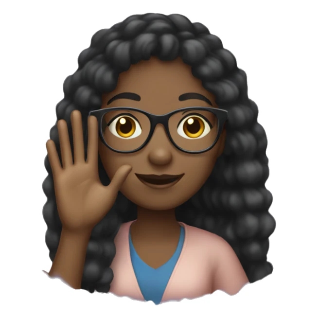 black girl with glasses waving hi sticker