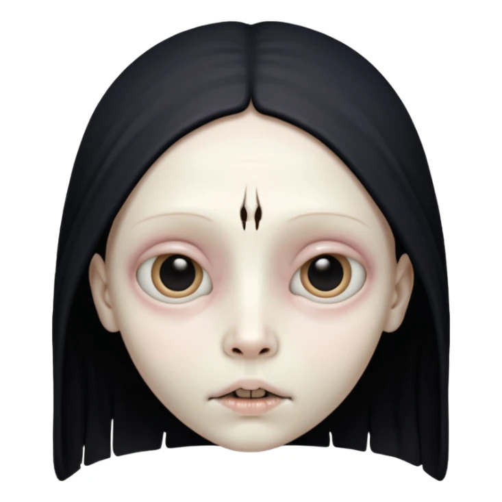 Skinless angel face, exposed bone and sinew, hollow eyes, dark gothic icon sticker