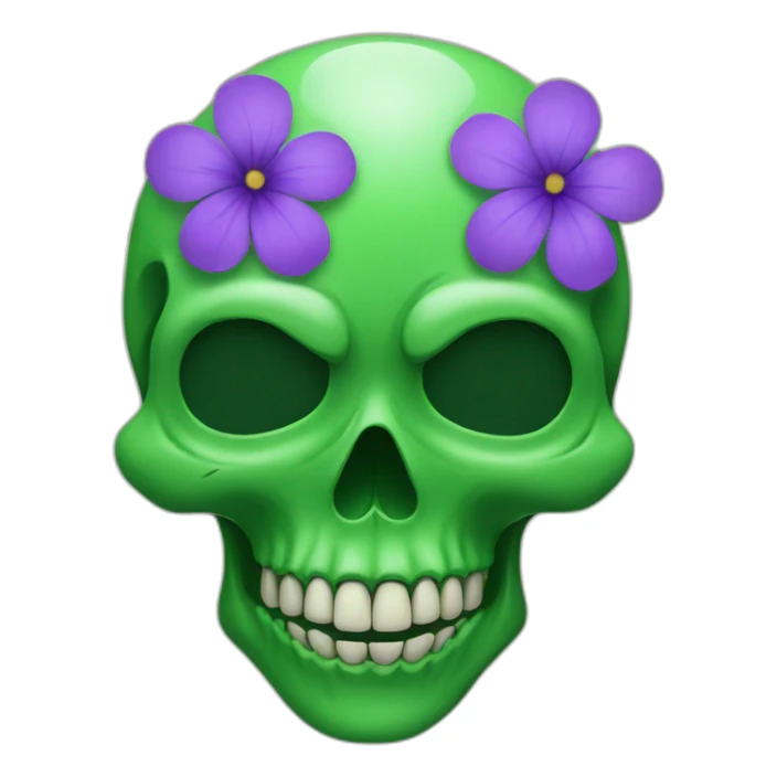 Green skull with purple flower in eye sticker