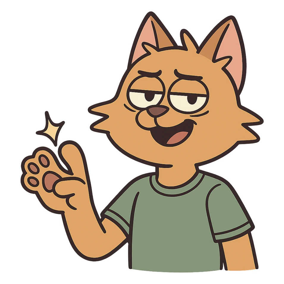 cat paw clicking cartoon style sticker