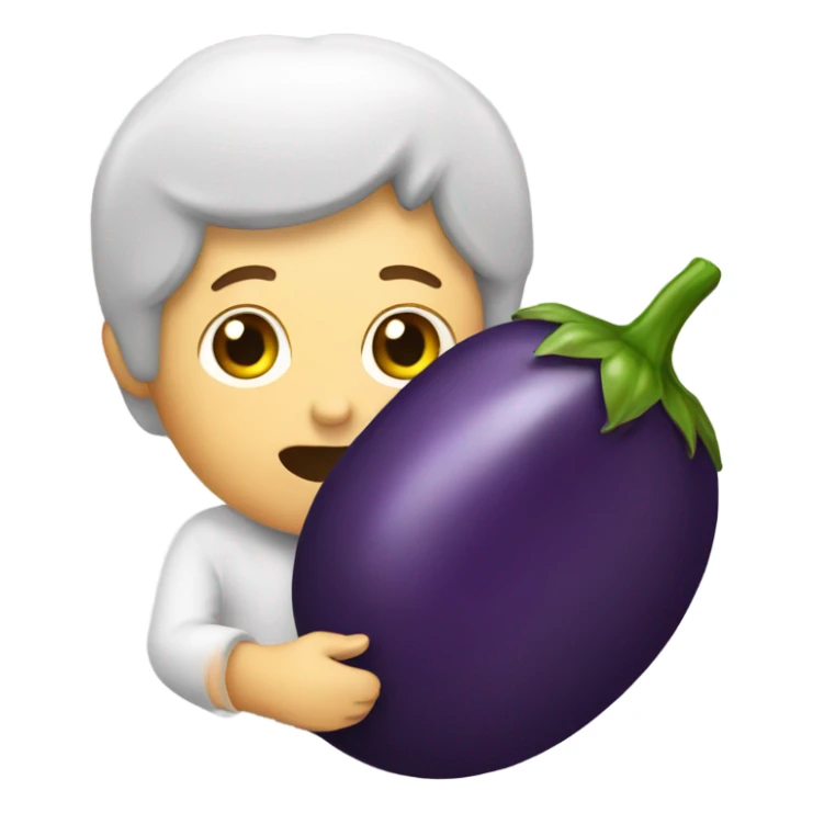 A person eating on a egg plant sticker