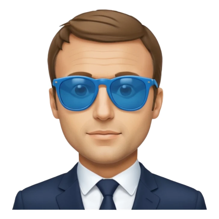 Emmanuel macron with blue sunglassesEmmanuel macron with blue sunglasses sticker
