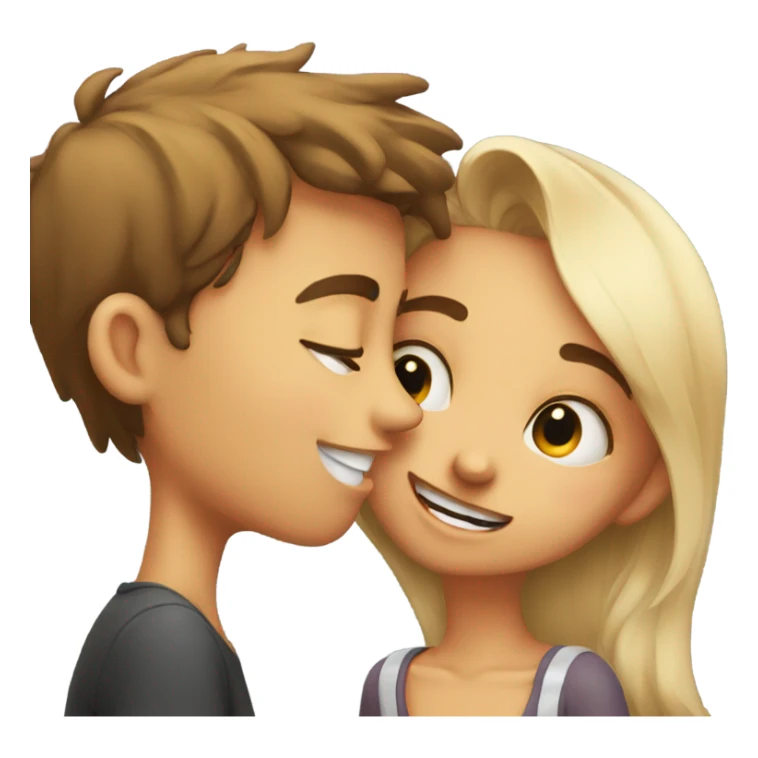 Boy kissing girl rolling her eyes and smiling sticker