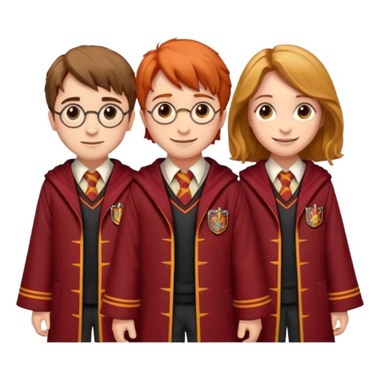 harry potter, ronald weasley and hermione granger in gryfinndor uniform sticker