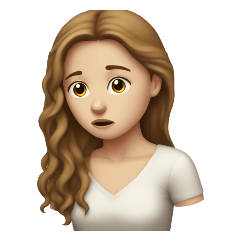 sad white girl with long brown hair crying sticker