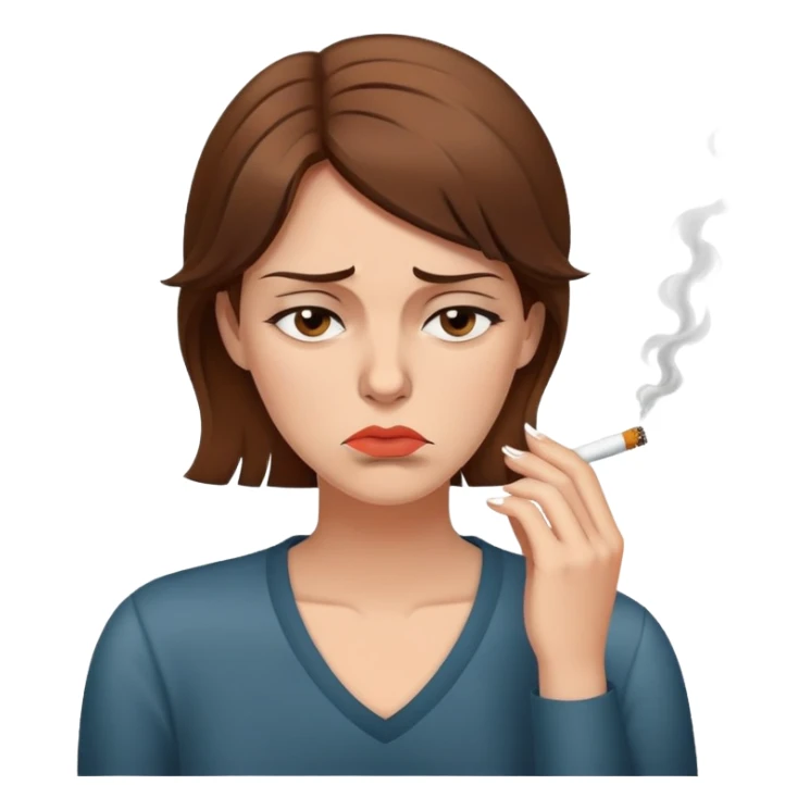 tired woman with brown hair smoking a cigarette looking fed up and exhausted sticker