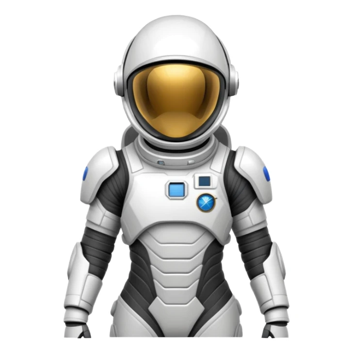 Futuristic astronaut in a high-tech spacesuit, sleek helmet with reflective visor, detailed sci-fi armor, heroic silhouette, dynamic diagonal motion lines sticker