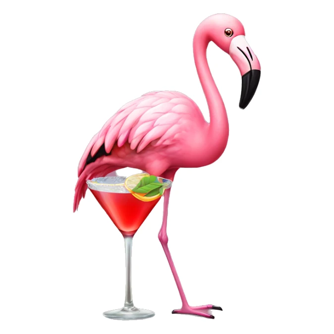 Christmas flamingo with a martini  sticker