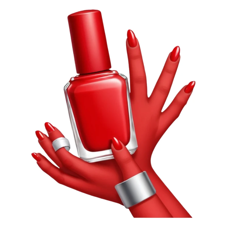 hand with painted nails and nail polish bottle sticker