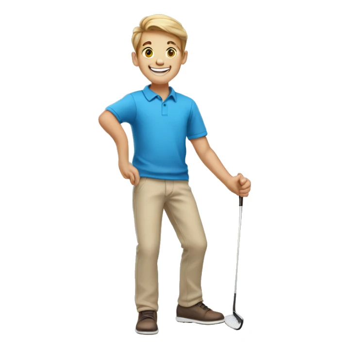 smiling boy in blue shirt Putter in hand sticker