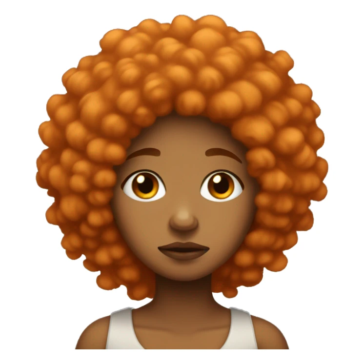 light brown girl with orange afro being sad sticker