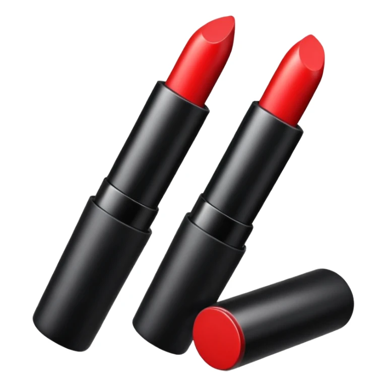 A sleek matte-red lipstick in a black metal tube. sticker