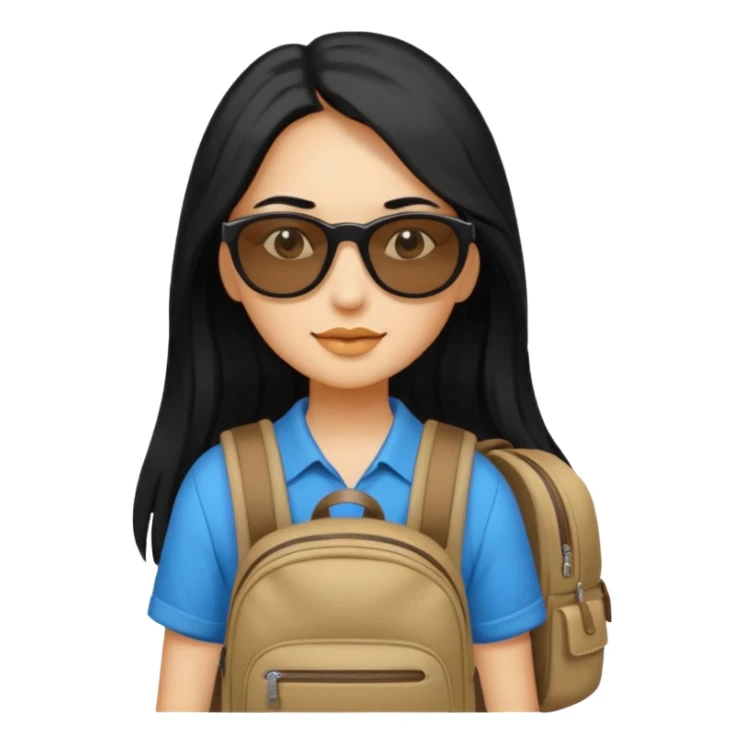 women with black long hair traveling sticker