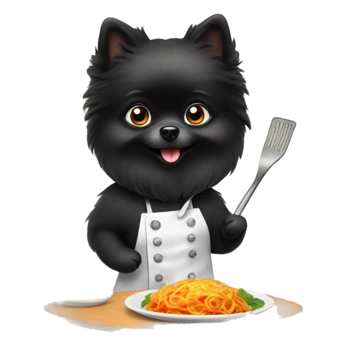 Black Pomeranian cooking ravioli sticker