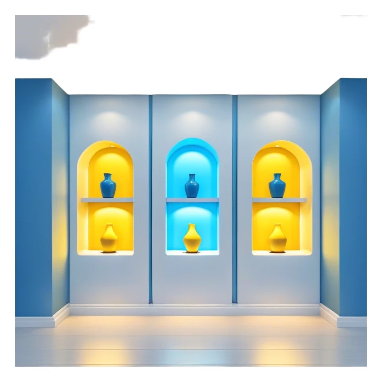 backlit niches in interiors with warm yellow and cool blue lights sticker