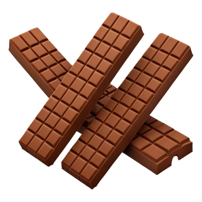 Illustrate a KitKat bar unwrapped, showing four chocolate fingers side by side. sticker