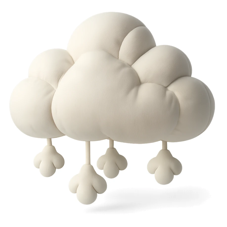 plush cushion style cloud with snow, cute and soft sticker