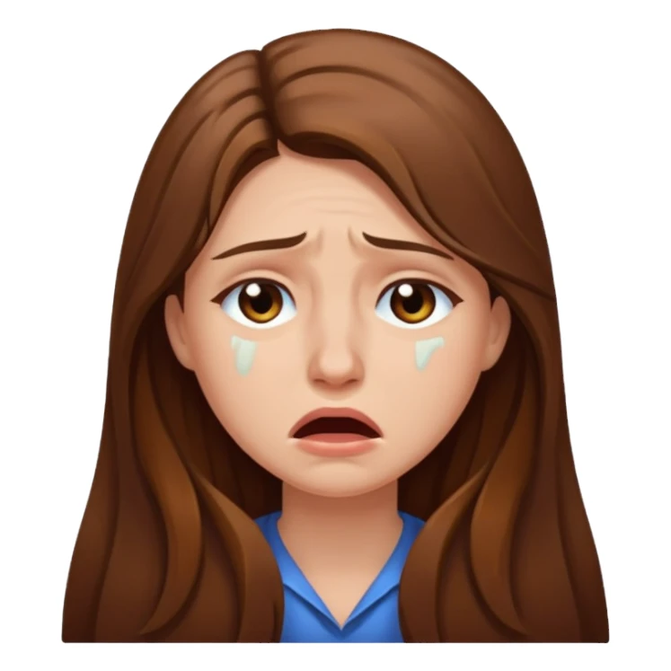 woman with long brown hair crying sticker