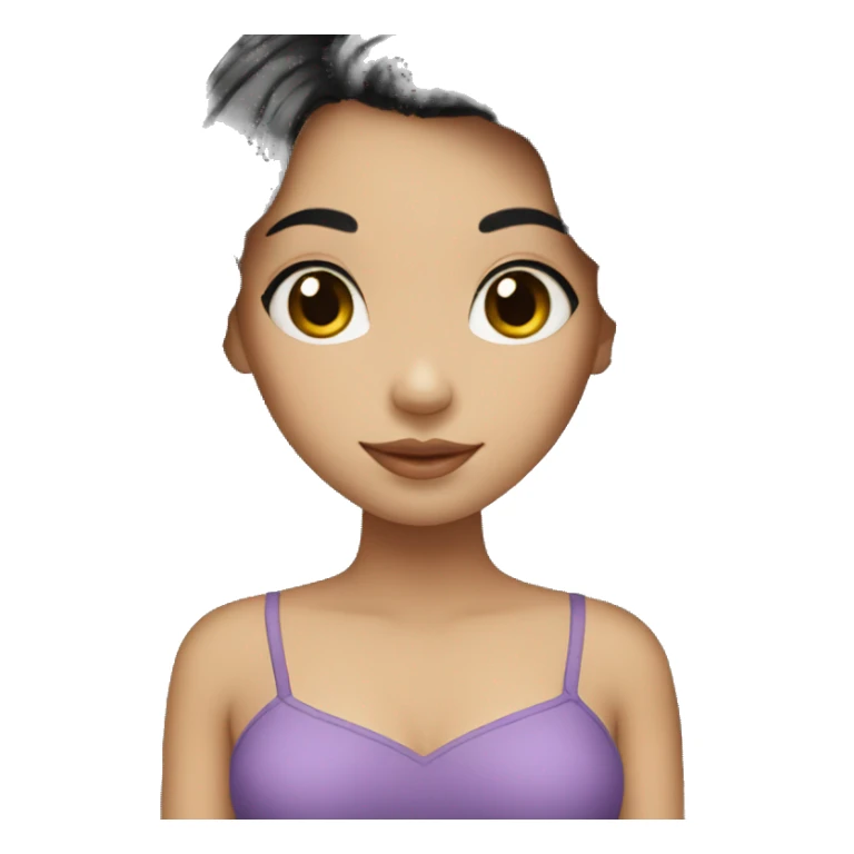 girl with black hair with a heart sign sticker