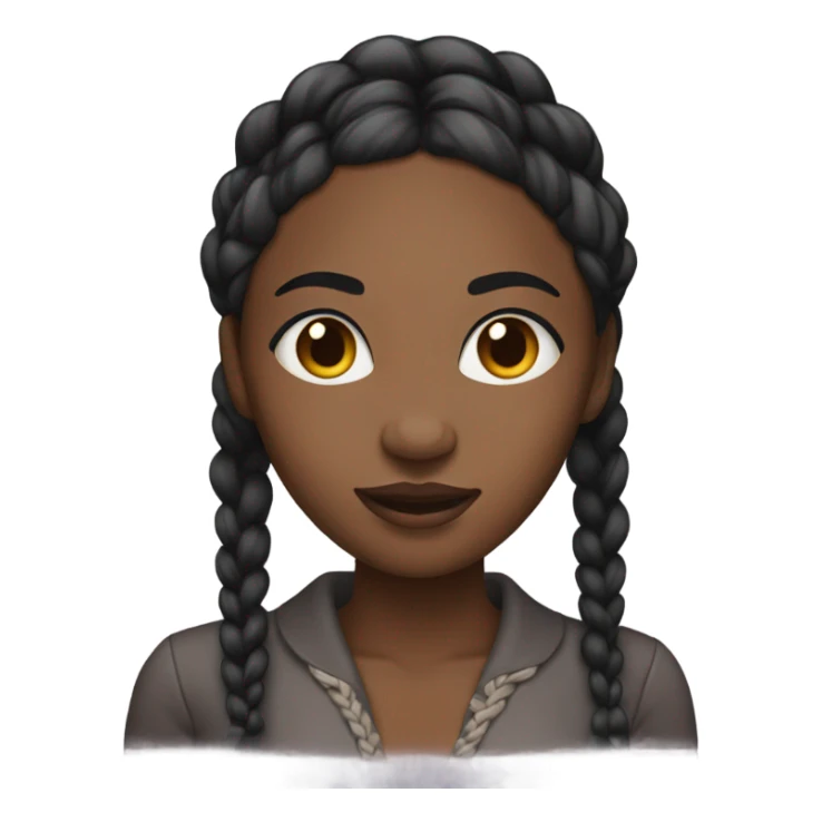 black woman with knotless braids and lashes sticker