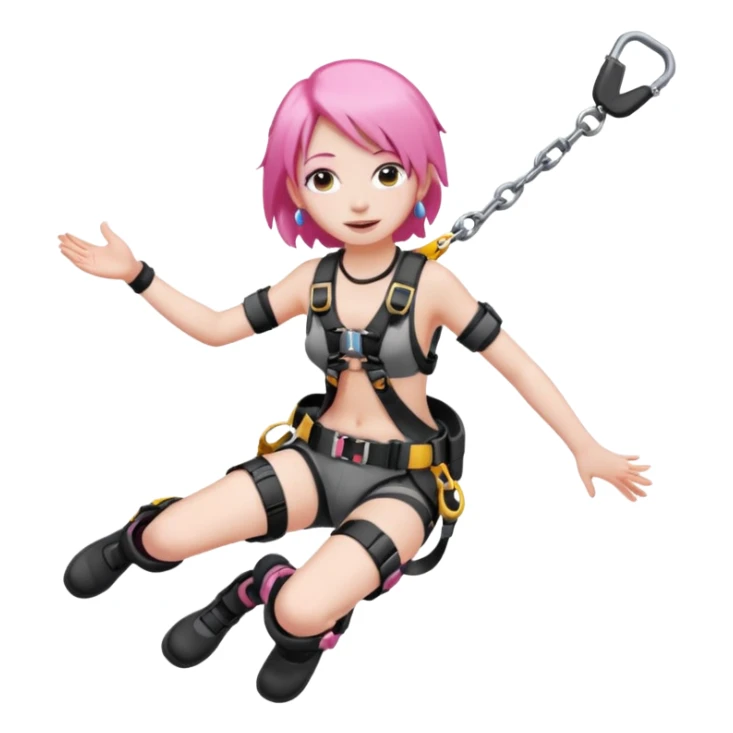 bungee jumping face with earrings pink hair sticker