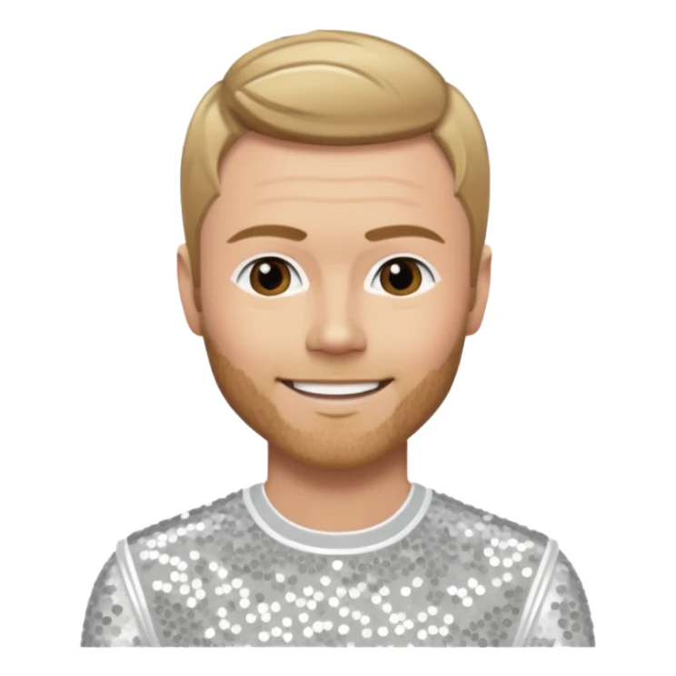 Ronan Keating from Boyzone with dark blonde hair, white sequin outfit sticker
