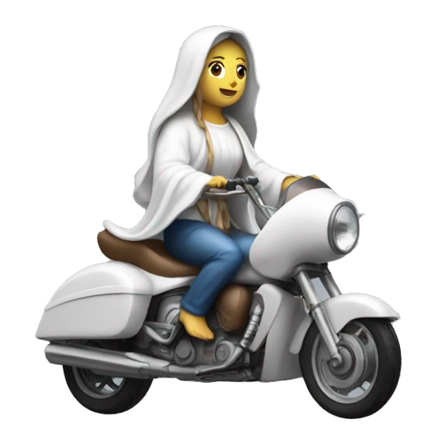 Virgin Mary riding a motercycle sticker
