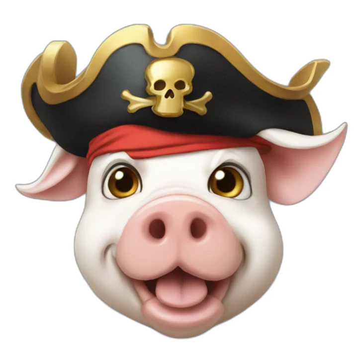 Gold and white pig as a pirate sticker