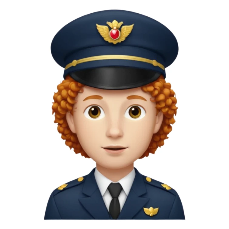 bellboy face big curly hair ginger bellboy red hat sticker