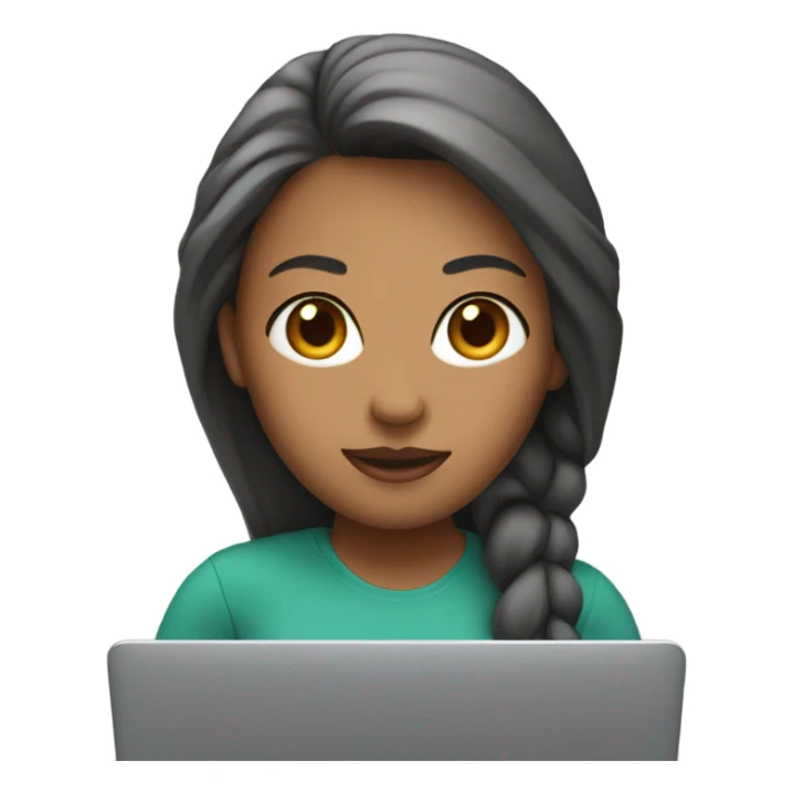 memoji of female with laptop in front sticker