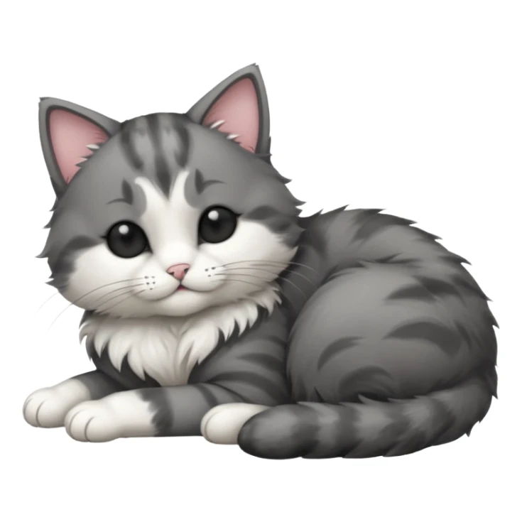 dark grey and white small cat with his eyes closed lying down leaning on its elbow with its paw curled under its head holding it up sticker