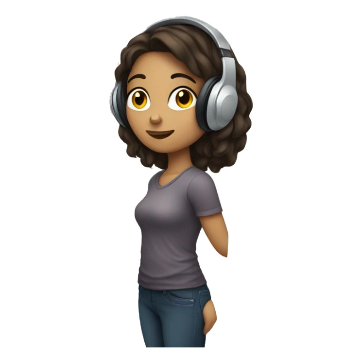 Brunette girl listening to music sticker
