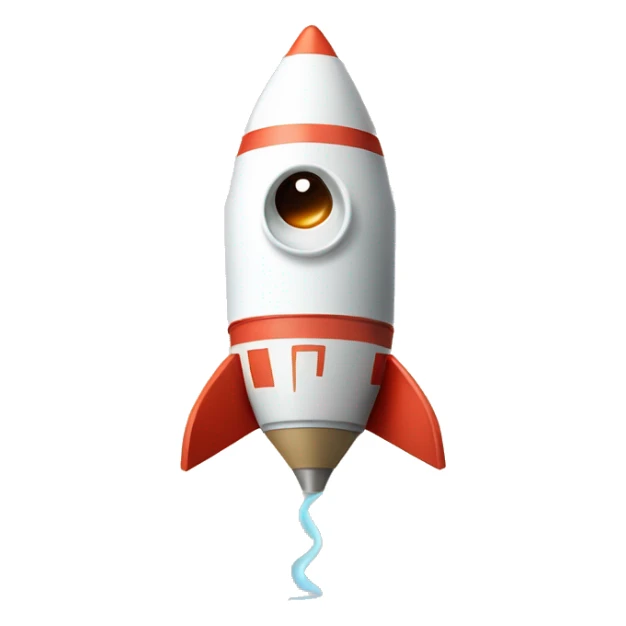 A quirky rocket assembled from folded checks, with an ambitious expression and holding a steaming coffee cup sticker