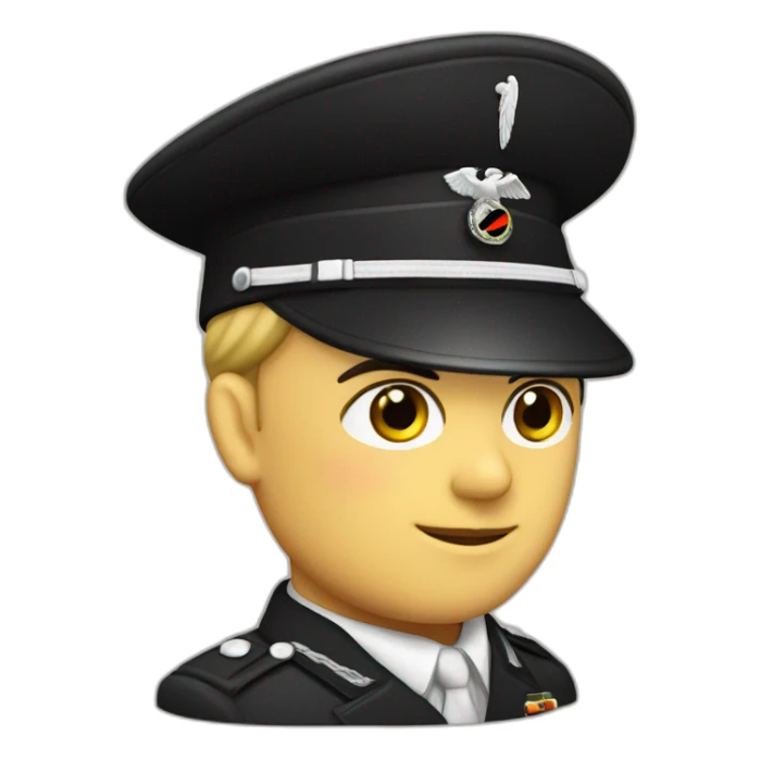 german fascist with black uniform from 1940 and eagle emblem on the hat sticker