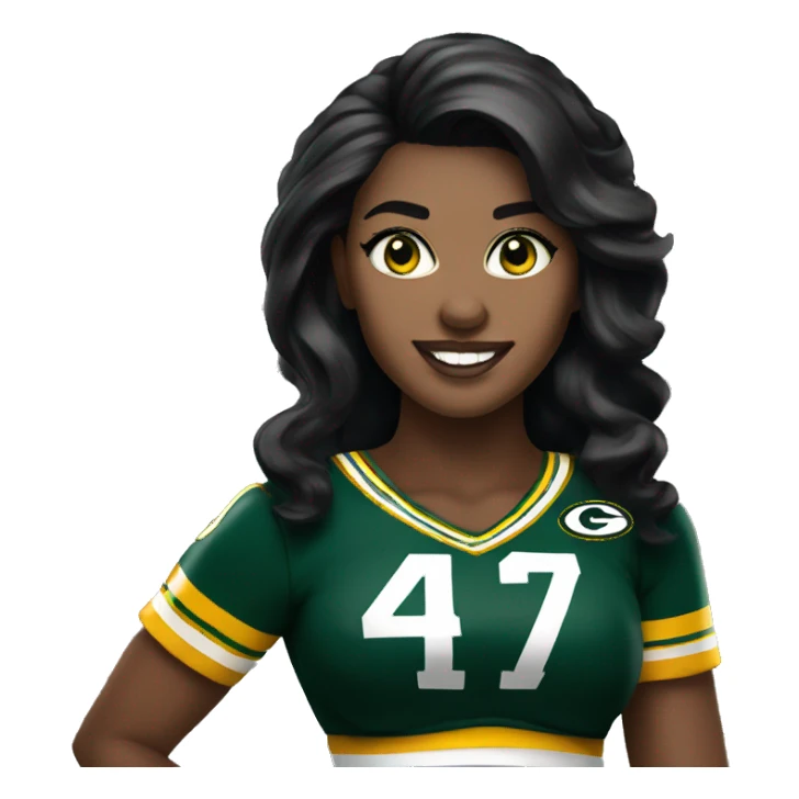 nfl glamourous cheerleader, black hair, Green Bay packer  sticker