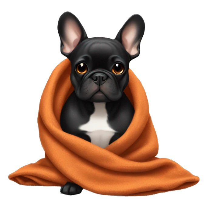 Black and tan frenchie with burnt orange blanket  sticker