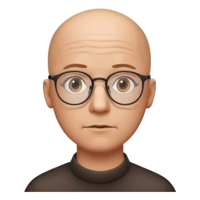 bald man with glasses, thinking, math symbols floating above his head sticker