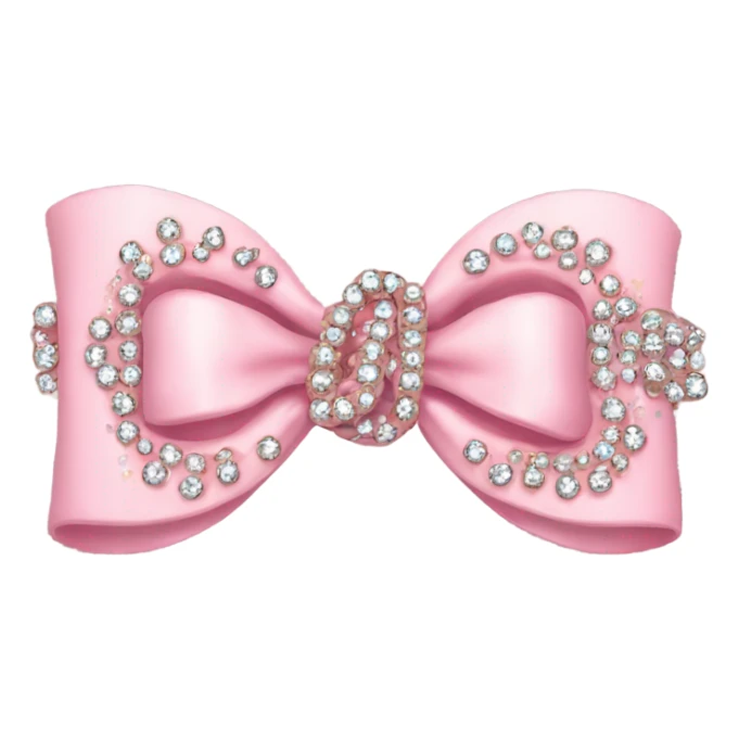 baby pink bow encrusted with rhinestones The bow is symmetrically shaped with a rounded center knot and two loops on each side sticker
