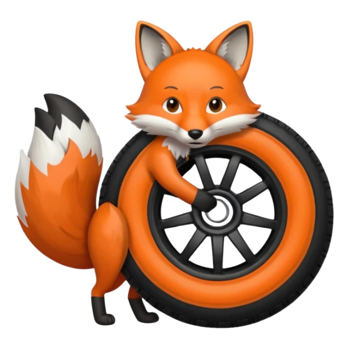 Diseña un Zorro mostrando una llanta  sticker