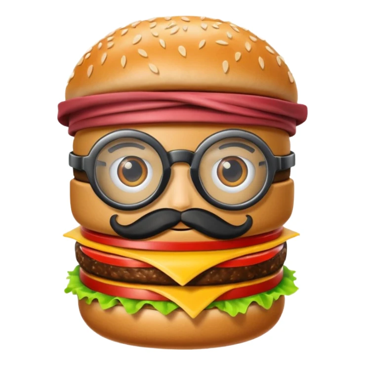 Hamburger with burglar glasses on sticker