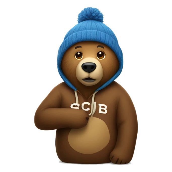 BEAR WEARING A BEANIE THAT SAYS "SCB" ON IT.  sticker