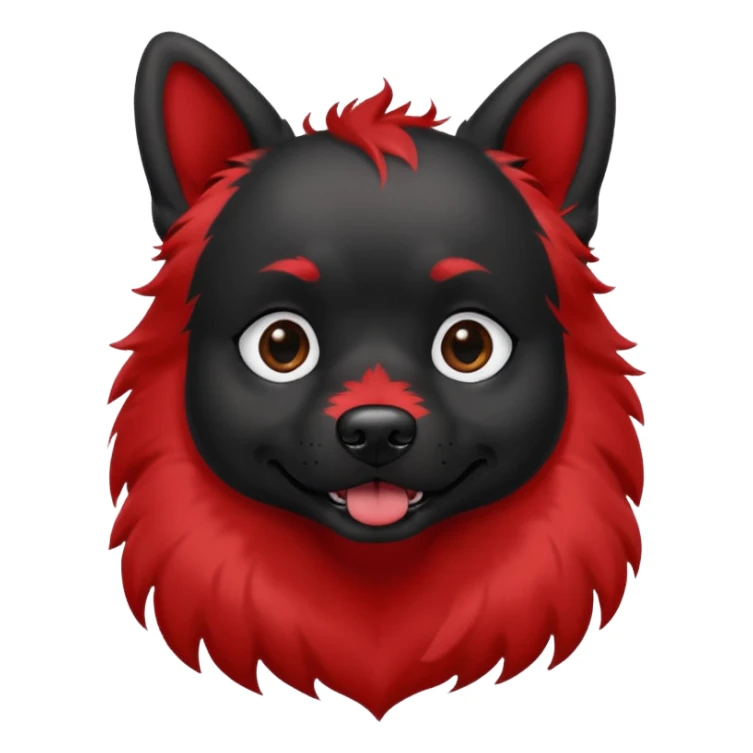 dog with very black inked face and red hair sticker