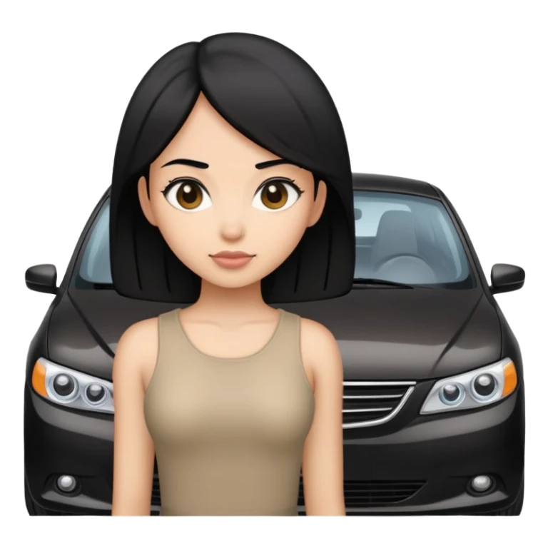 Black hair women and black car  sticker