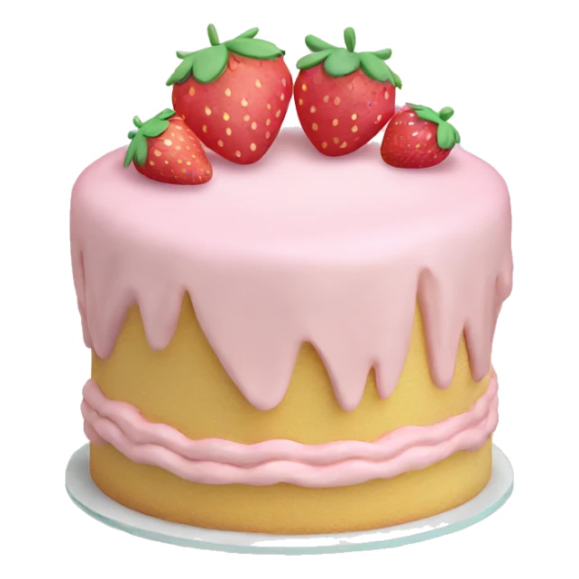 Pastel Pink strawberries and cream birthday cake  sticker