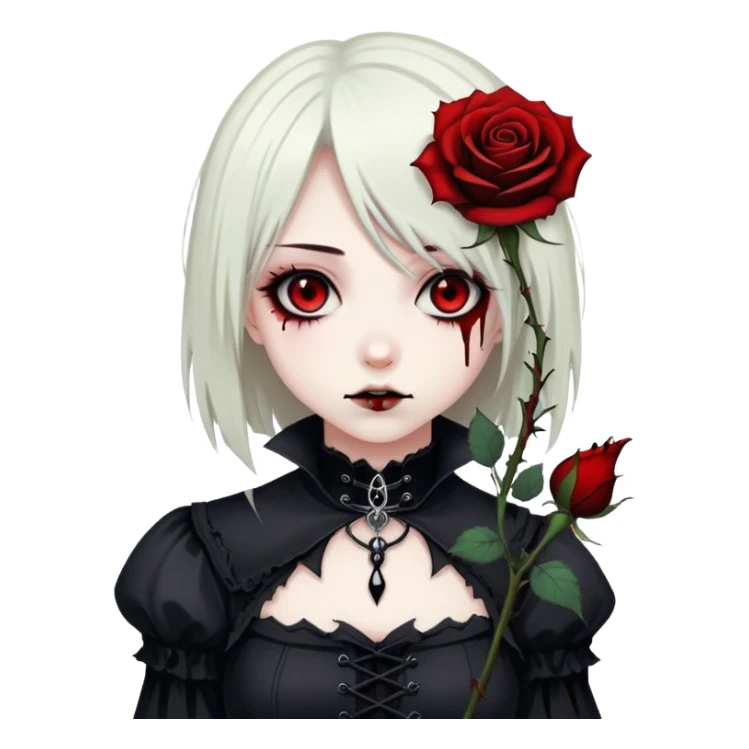 Bloody black rose anime gothic emo  beautiful gorgeous cool edgy cute lady  sticker