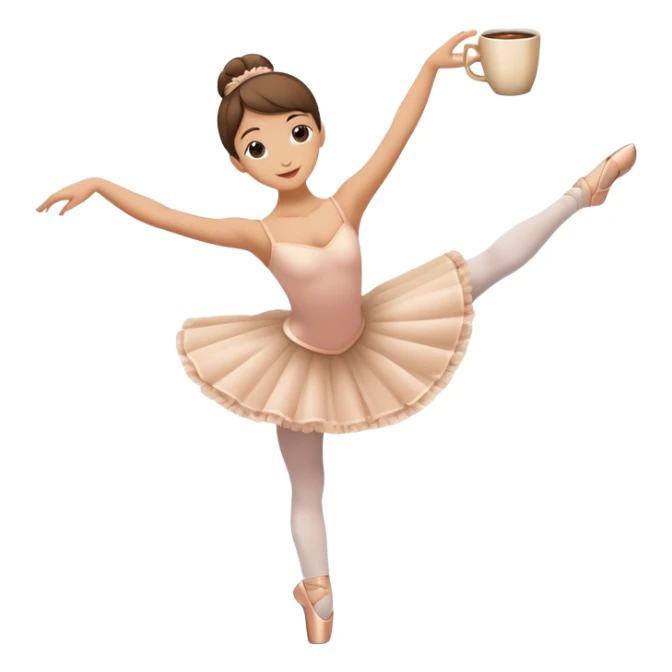 Coffee cup with steam wearing ballet slippers and performing an arabesque pose sticker