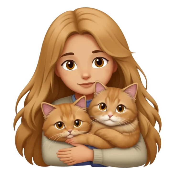 A long-haired girl hugs a British longhair cat tightly sticker