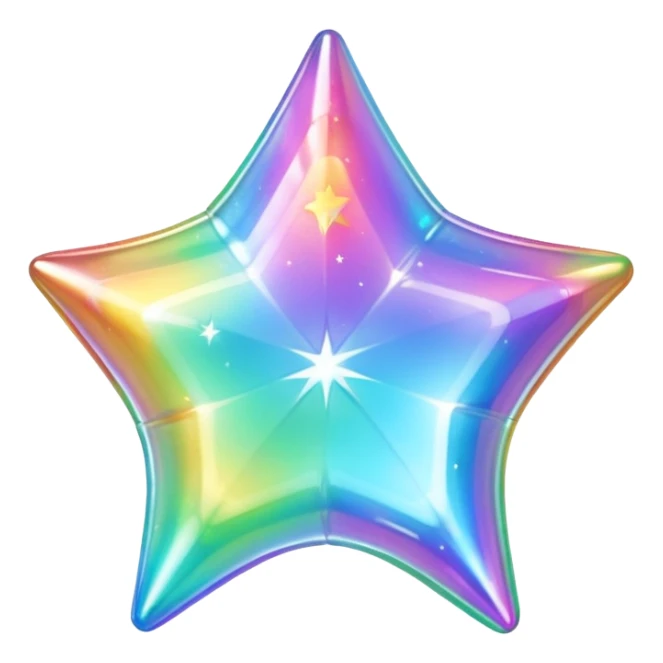 vibrant holographic rainbow y2k aesthetic hollow glass star bubble  sticker